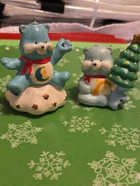 Vintage Care Bears Holiday Figurine Ornaments - Set Of 2